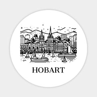 hobart line art illustration Magnet